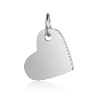 Close-up of polished stainless steel heart pendant with glossy finish for DIY jewelry