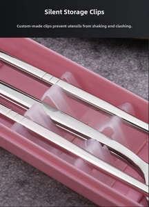 Detail of custom anti-shake silicone clip for silent stainless steel cutlery storage
