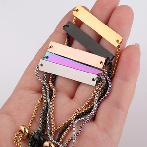 Adjustable bar bracelet in gold, black, rose gold, rainbow, and silver stainless steel