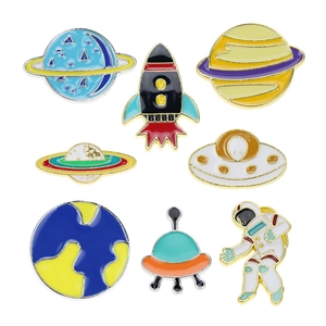 Space Astronaut Planet Rocket UFO Enamel Brooch Pin Zinc Alloy Cartoon Creative Badge Fashion Accessories For Clothing Backpacks