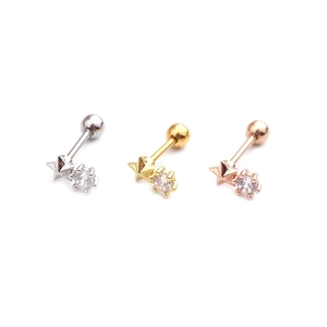Orecchini a perno in acciaio inox con stella e zircone in argento, oro e oro rosa