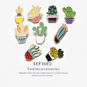 Cactus Succulent Potted Plant Enamel Brooch Pin Alloy Drip Oil Cartoon Badge Jewelry For Clothes Bags Backpacks Accessories