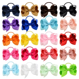 Grosgrain Ribbon Bow Hair Ties Elastic Ponytail Holders Colorful Boutique Hair Accessories For Girls Toddlers Kids