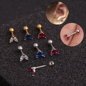 Exquisite marquise zircon wing stud earrings with screw backs in gold and silver finish