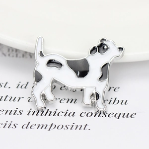 Cartoon dalmatian dog enamel brooch pin in black and white finish for animal lovers