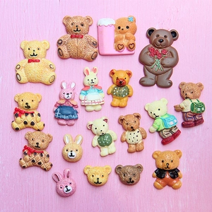 Mini Resin Cartoon Bear Rabbit Patches Flatback Charms For DIY Jewelry Making Phone Case Decor Hair Clips Cute Kawaii Animal