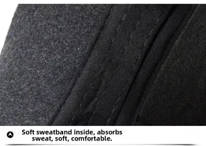 Macro detail of the soft moisture-wicking sweatband inside the wool flat top cap