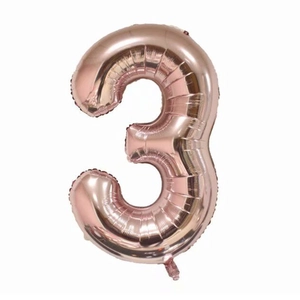 40-inch rose gold number 3 aluminum foil balloon for birthday party decorations
