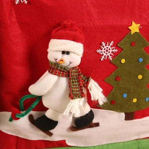 Christmas chair cover featuring 3D plush snowman and tree for holiday dining decor