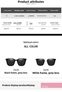 Detailed dimension guide showing 144mm width and 143mm temple length of the square sunglasses