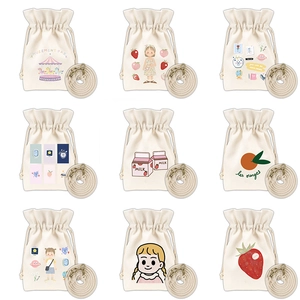Small Canvas Drawstring Bucket Bag Shoulder Crossbody Purse Illustration Print Cute Cartoon Casual Style For Women Girls