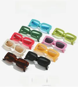 Detailed grid showing vibrant candy-colored square sunglasses in a luxury tiered layout