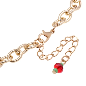 Golden Christmas bracelet with Santa Claus charm and colorful beads on thick chain