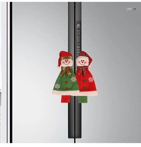 Christmas refrigerator door handle covers with 3D snowman heads for kitchen appliances