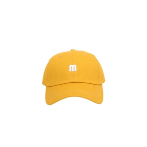 Classic bright yellow cotton baseball cap with white embroidered letter M on front