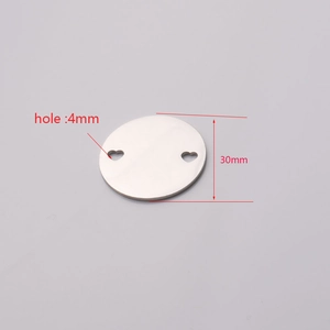 30mm roestvrijstalen ronde hanger met dubbele hartvormige gaten voor DIY-sieraden