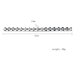 Detail view of 11mm wide magnetic titanium steel bracelet with size specifications