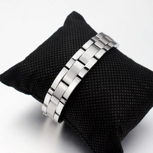 Classic silver magnetic titanium steel bracelet for men with multi-link chain design