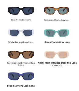 Detailed comparison of vintage rectangular sunglasses in various frame and lens colors