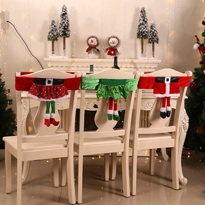 Lot de 3 housses de chaise thèmes Père Noël et Elfe pour une décoration de table festive