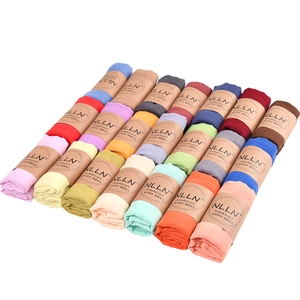 Kids linen cotton scarf set in various solid colors with eco-friendly paper packaging