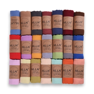 Kids' cotton linen scarves in 21 solid colors with neat kraft paper packaging