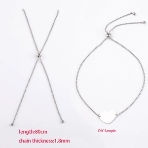 Adjustable 1.8mm stainless steel bolo box chain for DIY jewelry making in silver tone