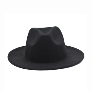 Classic black wool fedora hat with a wide flat brim and structured crown for autumn