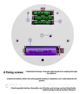 Detail view of electric turntable base showing dual power modes with AAA and 18650 batteries