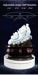 Motorized rotating display stand showing 45, 90, 180, and 360 degree adjustable angles