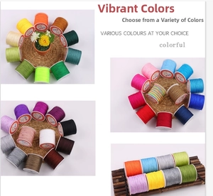 Detailed macro view of colorful 0.8mm nylon cord spools for DIY jewelry making