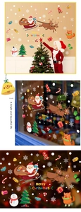 Detailed PVC Christmas wall stickers featuring Santa, reindeer, and snowy festive patterns