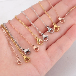Stainless steel square link necklace chains with lobster clasps in gold, silver, rose gold