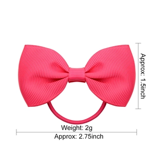 Rose red grosgrain ribbon bow hair tie for girls, size 2.75 x 1.5 inches with dimensions