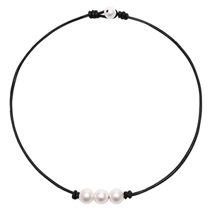Collier Ras Du Cou Künstliche Perles Cordon Cuir Fait Main Style Bohème Mode Bijoux Élégants Femmes