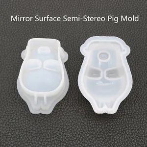 Cartoon Pig Silicone Mold Mirror Surface Semi-3D DIY Resin Epoxy Pendant Handmade Crafting Tool