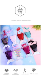 Detail of colorful sequin mermaid tail crossbody bags in multiple iridescent finishes