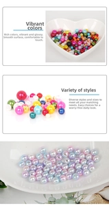 Detailed view of colorful multi-size round imitation pearls for DIY jewelry making