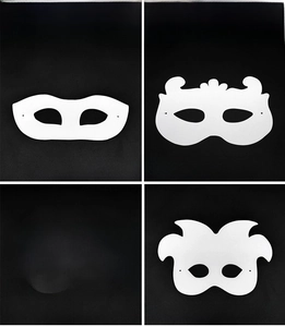 DIY paintable pulp masks for kids including jester, swan, puppy and zorro styles