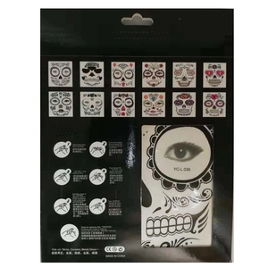 Detailed instructions for Day of the Dead face tattoo stickers with removal steps