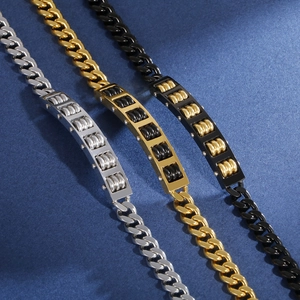Abacus charm cuban chain bracelet in stainless steel for men and women unisex style