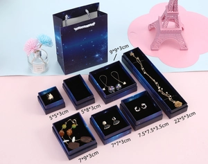 Starry sky jewelry boxes and gift bags in dark blue for rings earrings and necklaces