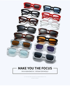 Detailed grid of vintage rectangular sunglasses in various frame colors and tinted lenses