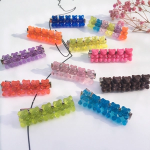 Gummy Bear Hair Clips Cute Colorful Resin Candy Color Hairpin Cartoon Duckbill Clips Hair Accessories For Women Girls