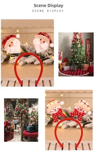 Detail view of festive Santa and Snowman spring headbands for Christmas parties
