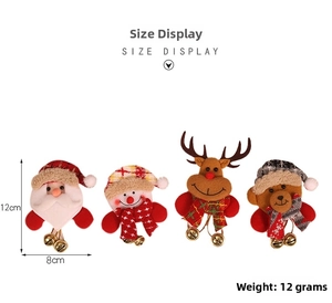 Christmas tree decoration plush brooch pendant set featuring cute Santa snowman reindeer bear.