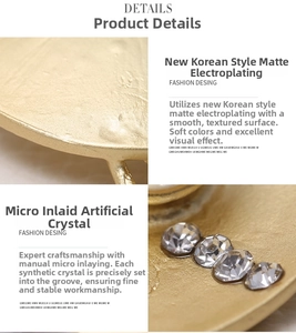 Macro detail of matte gold finish brooch with micro-pave set sparkling crystals