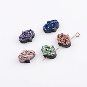 Perles Druzy Main De Hamsa Résine Main De Fatima Entretoise À Petit Trou Pour Fabrication De Bijoux DIY Bracelet Collier