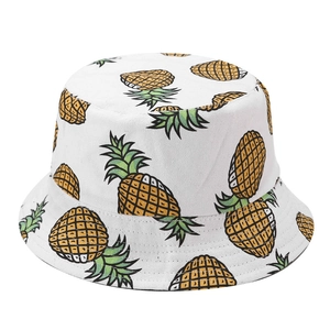 Bob réversible en coton blanc avec motifs d'ananas tropicaux pour voyage d'été