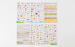Detailed set of 6 decorative cat theme washi stickers for DIY journaling and scrapbooking